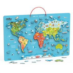 Viga Toys 2 v 1 Montessori izobraževalna tabla z magnetnim zemljevidom sveta