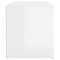 Greatstore Klop za hodnik 80x40x45 cm visok sijaj bela iverna plošča