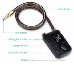 SecureYourBike Kodna ključavnica z žico in 110 dB alarmom