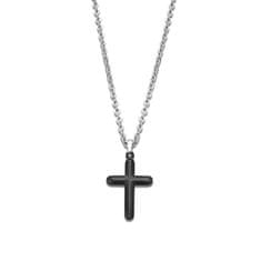 Lotus Style Jeklena ogrlica s križem Moški v črni barvi LS2217-1/1