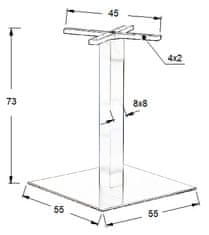 STEMA Podnožje za mizo - nerjaveče jeklo SH-3002-7/S brušeno - 55x55 cm