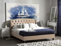 Beliani Oblazinjena postelja bež barve 140 x 200 cm BORDEAUX
