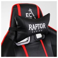 Raptor-X vrtljivi pisarniški gaming stol črne barve z rdečimi črtami KO10X
