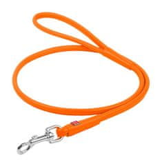 WAUDOG Okrogel oranžen usnjen pasji povodec 122 cm, Oranžna 4 mm