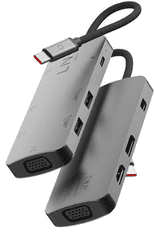 Linq priključna postaja, 7 v 1, USB-C, MST za 3 zaslone, HDMI, DP, mDP, VGA, 2x USB-A, črna (LQ48019)