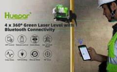 Huepar P04CG 2600mAh 16 linijski gradbeni zeleni laserski nivelir Bluetooth + daljinec