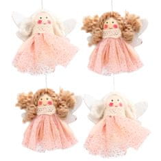 Chomik Komplet božičnih okraskov angeli v rožnatih oblekah (4 kosi)