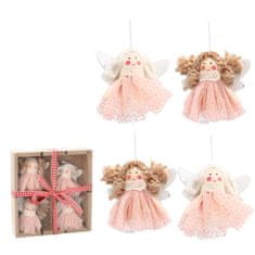 Chomik Komplet božičnih okraskov angeli v rožnatih oblekah (4 kosi)
