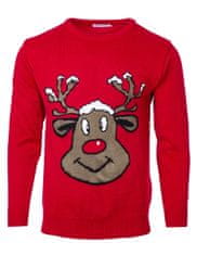 Wayfarer Moški pulover z jelenom Reindeer rdeča XL