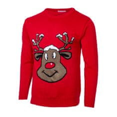 Wayfarer Moški pulover z jelenom Reindeer rdeča XL