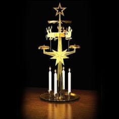 StarDeco Set vrtajoči se božiček z jelenčki + 4 sveče / medenina, vosek