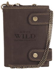 Always Wild Atraktivna moška usnjena denarnica z medeninasto verižico