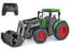 R/C traktor zelene barve 27 cm s sprednjim nakladalnikom, baterijski z 2,4GHz lučjo