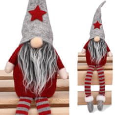 Chomik Škrat, božični pritlikavec, ki sedi v sivi barvi 49 cm