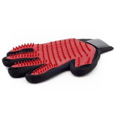 Domestico Silikonska rokavica za česanje in masažo pasje in mačje dlake za levičarje, rdeča