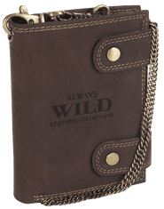 Always Wild Atraktivna moška usnjena denarnica z medeninasto verižico