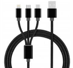 Msonic USB kabel Micro USB, TYPE-C USB, Lightning za polnjenje mobilnih naprav 3v1 2A 1m