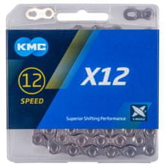 KMC Veriga X12 srebrna 126 verižnikov BOX