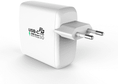 MAX omrežni polnilec z USB, USB/A + USB/C s funkcijo QuickCharge, bel