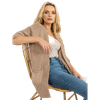 Ženski žepni pulover RUE PARIS beige LO-SW-LK-3002.98P_390316 Univerzalni