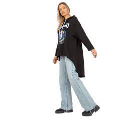 FANCY Črn dolg ženski pulover s kapuco in potiskom FA-BL-8107.39_390520 Univerzalni