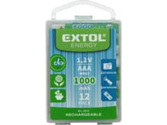 Extol Energy Baterija polnilna, 12ks, AAA (HR03), 1,2V, 1000mAh, NiMh