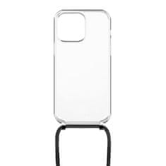 FIXED Pure Case zaščitni ovitek s črno vrvico za okoli vratu za Apple iPhone 13 Pro, prozoren (FIXPUN-793-BK)