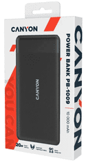 Canyon PB-109 prenosna baterija, 10000 mAh, PD 18W, QC 3.0, črna (CNE-CPB1009B)
