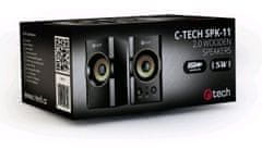 C-Tech SPK-11, Zvočnik, 2.0, lesen, črno-zlati, USB