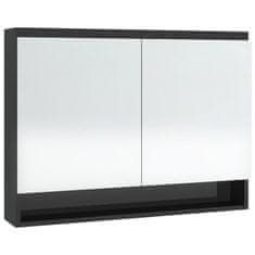 shumee Kopalniška omarica z ogledalom 80x15x60 cm MDF sijoče črna