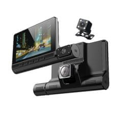 BergMont Avtomobilska kamera DVR FULL HD, 32 GB , snemalnik vožnje s kamero za vzvratno vožnjo 3 kamere, Zaslon na dotik 4" sistem g-senzor 
