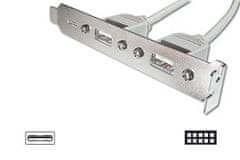 Digitus Vtič z režo z 2 priključkoma USB + 2x5pin 0,25m kabel
