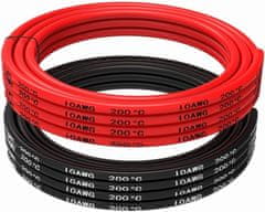 YUNIQUE GREEN-CLEAN Silikonski kabel 10 AWG Fleksibilna električna žica 5 metrov [2,5 m črna in 2,5 m rdeča] Pločevinka bakrena žica kabel Visoka temperaturna odpornost