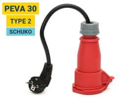 Platinet PEVA30 adapter za EV polnilni kabel, TYPE 2 - SCHUKO - odprta embalaža