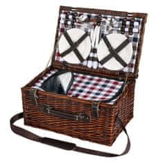Cilio Piknik košara Varese set 4 krožniki+pribor 46x30xh18cm / za 4 osebe / les, tekstil