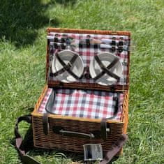 Cilio Piknik košara Varese set 4 krožniki+pribor 46x30xh18cm / za 4 osebe / les, tekstil