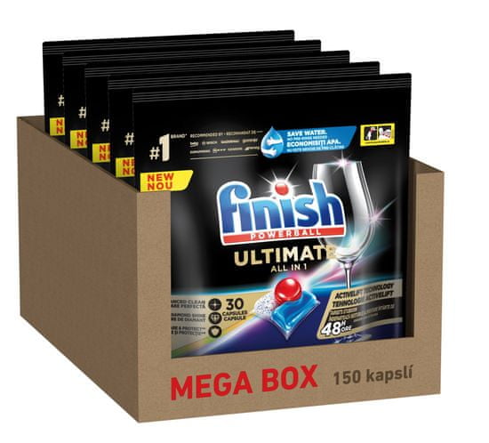 Finish Ultimate AllIn1 kapsule za pomivanje posode, 150 kosov, Mega Box
