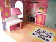 ABC CONNECT Lesena hiška za punčke s pohištvom 70 cm