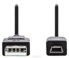 Nedis Kabel USB 2.0/ vtič USB-A - vtič USB Mini-B 5 pinov/ črn/ v razsutem stanju/ 3 m