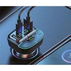 Noah Avto Bluetooth 5.3 FM oddajnik / transmitter z LED osvetlitvijo + USB-C polnilnik