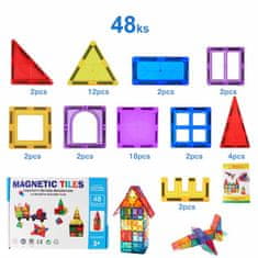 Magnetic Tiles Magnetni sestav za otroke set 48 kosov - Magnetic Tiles