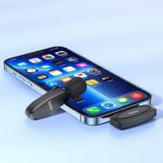 Hoco Brezžični mikrofon za pametni telefon lighting 8 pin za vloge, TikTok, facebook, YouTube L15 črn
