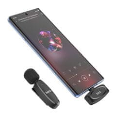Hoco Brezžični mikrofon za pametni telefon USB-C za vloge, TikTok, facebook, YouTube L15 črn