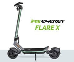 MS ENERGY Flare X električni skiro, 25,4 cm, 2 x 800 W, do 70km, 52V 18Ah, srebrno-črn