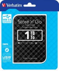Verbatim Store 'n' Go zunanji disk (HDD), 1 TB, USB 3.0, črno-siv (53194)