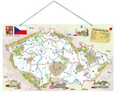Woody magnetni zemljevid Republike Češke s slikami in družabna igra, 3 v 1