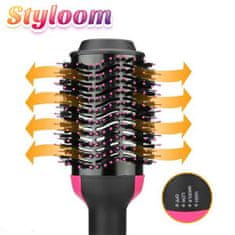 Električna krtača za sušenje ravnanje oblikovanje in volumen las; črno-roza 2v1 STYLOOM 2.0