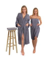 Interkontakt Temno siv komplet: kopalni plašč KIMONO + ženski kilt za savno + kopalna brisača Kopalni plašč velikost XL