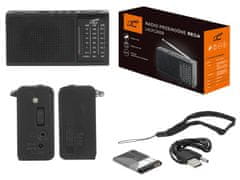 LTC Prenosni radio LTC z USB, TF, AUX, mini LED svetilko in baterijo črne barve