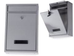 megamiska Poštni nabiralnik iz nerjavečega jekla siv 21,5 x 32 x 8,5 cm